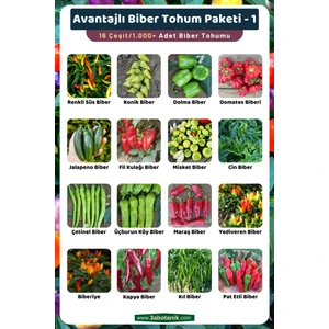 3A Botanik Avantajlı Biber Tohum Paketi-1, Takribi 1.000+ Adet Biber Tohumu, 16 Çeşit Biber Tohumu