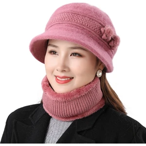 Sunflower Flower 2023 Orta Yaşlı Kış Sıcak Tavşan Kürk Örme Şapka (Yurt Dışından)