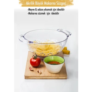 EW's Kitchenware Akrilik Şeffaf Makarna Süzgeçi & Sebze Meyve Süzgeçi