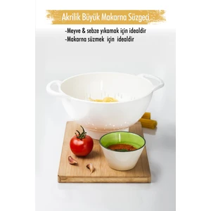 EW's Kitchenware Akrilik Beyaz Makarna Süzgeçi & Sebze Meyve Süzgeçi