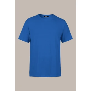 Erkek Indigo Slim Fit Pamuklu Kısa Kollu Bisiklet Yaka T-Shirt