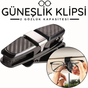 Araba Araç Içi Iki Taraflı Güneş Gözlük ve Kart Tutacağı Oto Araç Içi Klips Siyah Organizer