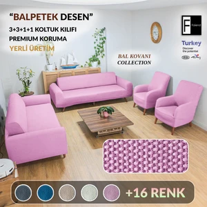 pembe Koltuk Kılıfı lastikli balpetek kanepe Takımı Çekyat Örtüsü (3+3+1+1) Tam kaplama kılıf koltuk örtüsü