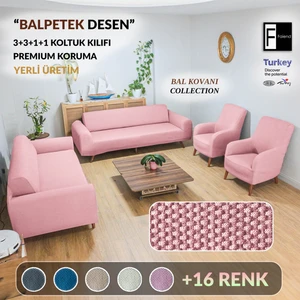 pudra Koltuk Kılıfı lastikli balpetek kanepe Takımı Çekyat Örtüsü 3+3+1+1 Tam kaplama kılıf koltuk örtüsü