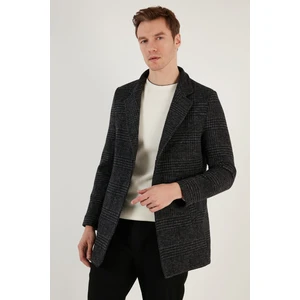 Slim Fit Tek Yırtmaçlı Düğmeli Astarlı Kaşe Kaban Erkek Kaban 5840110E