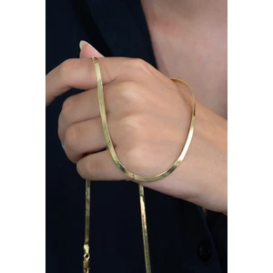 Takı Dükkanı Snake Yılan Yassı Gümüş Kolye Zincir 50CM 5gr msn21