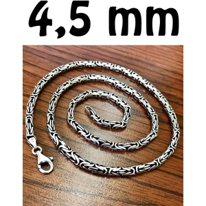 Takı Dükkanı Zincir Yuvarlak Kral Model Gümüş Erkek Kolye MSN18Y