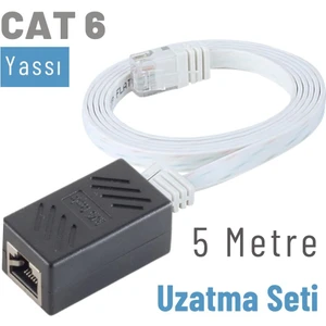 5 Metre Cat6 Kablo Uzatma Seti, Yassı Ethernet Kablo ve Ekleyici