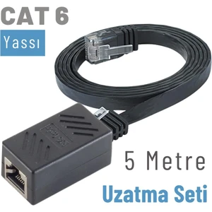 5 Metre Cat6 Kablo Uzatma Seti, Yassı Ethernet Kablo ve Ekleyici