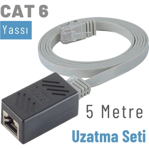 5 Metre Cat6 Kablo Uzatma Seti, Yassı Ethernet Kablo ve Ekleyici