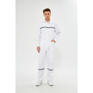 Bütün Iş Tulumu Reflektörlü %100 Pamuk Beyaz
