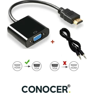 Playstation Uyumlu HDMI To VGA Çevirici Hdmı Dönüştürücü Kablo (Micro USB Güç ve Aux Kablolu)