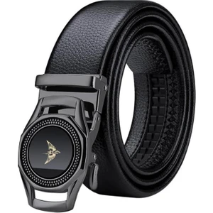 William Polo Class Hakiki Deri Erkek Desenli Gri Metal Tokalı Kemer