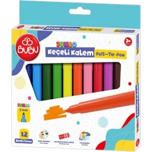 Jumbo Keçeli Kalem 5mm. Karton Kutu 12 Renk B-KEC003