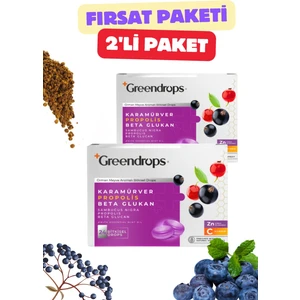 2x Bitkisel Drops Boğaz Pastili - Orman Meyve Aromalı - Kara Mürver, Propolis, Beta Glukan