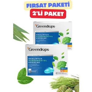 2x Bitkisel Drops Boğaz Pastili - Mentollü - Okaliptus, Nane Mentol ve Kozalak