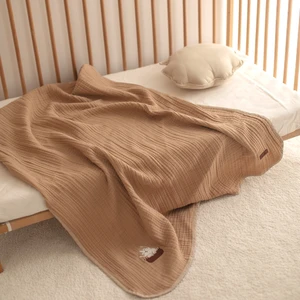 %100 Organik Pamuk 4 Katlı Müslin Bebek Battaniyesi - 100X100 cm Kedicik Nakışlı Müslin Battaniye Örtü