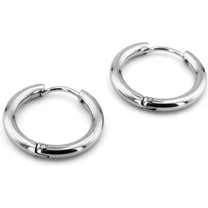 Gümüş Renkli Yuvarlak Hatlı 19MM Çap Çelik Halka Erkek Küpe ER001