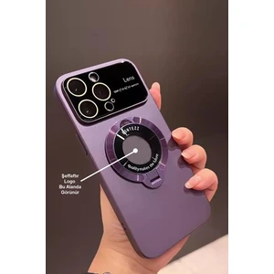 Apple iPhone 15 Magsafe Kapanan Standlı Logo Gözüken Kamera Çerçeveli Ince Tasarımlı Kılıf