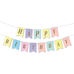 Happy Birthday Harf Afiş -Makaron Renkler-