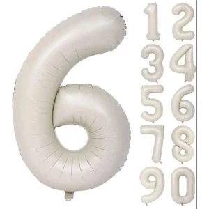 Folyo Balon 6 Rakamı 76 cm Krem Renk