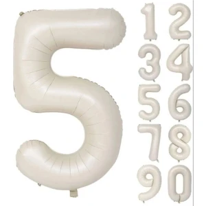 Folyo Balon 5 Rakamı 76 cm Krem Renk