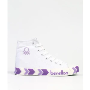 Benetton® | BN-90621-3374 Beyaz Lila - Kadın Spor Ayakkabı