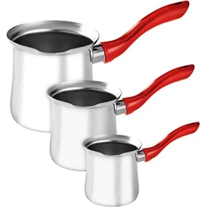 Ymn Bakırcılık Çelik Cezve, 3lü Paslanmaz Çelik Cezve, Kulplu Cezve, Tereyağı Sosu, Çikolata Sos , Cezve