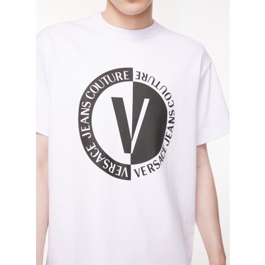 Versace Jeans Couture Bisiklet Yaka Beyaz Erkek T-Shirt Fiyatı