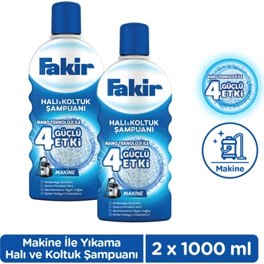 Fakir Nano Teknoloji ile Makine Halı ve Koltuk Şampuanı 1000ml x 2