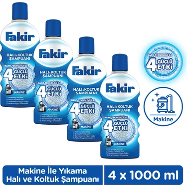 Fakir Nano Teknoloji ile Makine Halı ve Koltuk Şampuanı 1000ml x 4