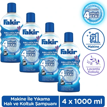 Fakir Nano Teknoloji ile Lavantalı Makine Halı ve Koltuk Şampuanı 1000ml x 4