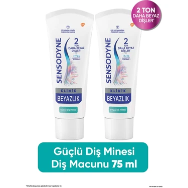 Sensodyne Klinik Beyazlık Güçlü Diş Minesi Diş Macunu 75 ml x 2