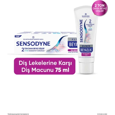 Sensodyne Klinik Beyazlık Diş Macunu 75 ml Çay, Kahve ve Tütün Lekelerine Karşı Beyazlatıcı