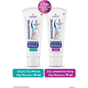 Sensodyne Klinik Beyazlık Güçlü Diş Minesi Diş Macunu 75 ml + Çay, Kahve ve Tütün Lekelerine Karşı