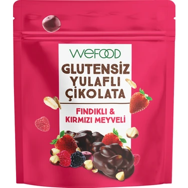 Wefood Glutensiz Yulaflı Çikolata Fındıklı & Kırmızı Meyveli 40 gr