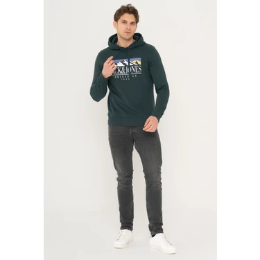 Jack & Jones Logo Baskılı Kapüşonlu Sweatshirt -