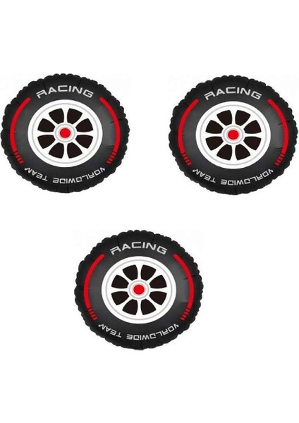 Yarış Arabası Tekeri Folyo Balon 45 cm 3 Adet