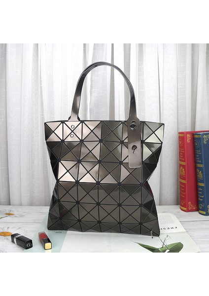 Klasik Altı Çerçeve Yeni Parlak Pu Moda Trendi Geometrik Elmas Kafes Çanta Kadın Çantası Katlanır Yüz Değişim Omuz Çantası (Yurt Dışından)