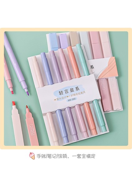 Tatlı-Set Tarzı Et Morandi Macaron Hafif Tatlı ve Tuzlu Çift Başlı Fosforlu Kalem Sevimli Işaretleyici Ins Jel Kalem Seti Çalışma Kırtasiye (Yurt Dışından) modelleri