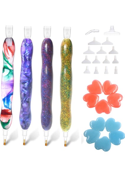 Parlayan Mor Tarzı El Yapımı Reçine 5d Elmas Boyama Sanat Matkap Kalem Stylus Kiti Aracı Aksesuarları ve Elmas Boya Sanat Kalem Ipuçları Kafaları Yerleştirici ve Balmumu (Yurt Dışından) fiyatları