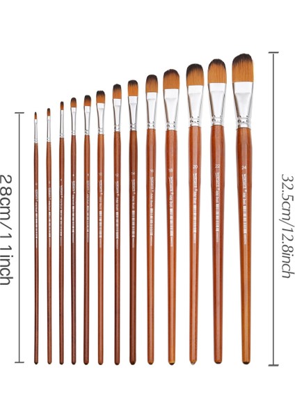13 Adet Tarzı Dainayw Filbert Fırçalar Profesyonel Uzun Saplı Boya Fırçaları Yağ Akrilik Naylon Saç Için Suluboya Boyama Fırçası (Yurt Dışından)