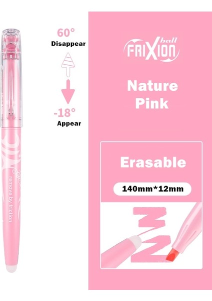 Doğa Pembe Tarzı Lot Silinebilir Fosforlu Kalem Frixion Mürekkep Floresan Pastel Doğa Renk Marker Liner Çizim Yazı Okulu Için A6250 (Yurt Dışından)