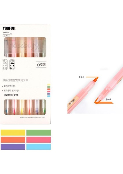 6 Adet-Floresan Tarzı 6 Colorsset Çift Kafa Benzersiz Pencere Ucu Pastel Renk Fosforlu Kalem Işaretleyici Okul Işaretleyici Kırtasiye Malzemeleri Için Yumuşak Renk (Yurt Dışından)