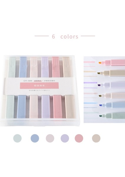 Sarı Stil 6ADET Yumuşak Uç Fosforlu Kalem Açık Renk Kawaii Işaretleyici Kalem Dıy Fotoğraf Albümü Dergisi Floresan Kalem Okul Öğrenci Kırtasiye (Yurt Dışından)