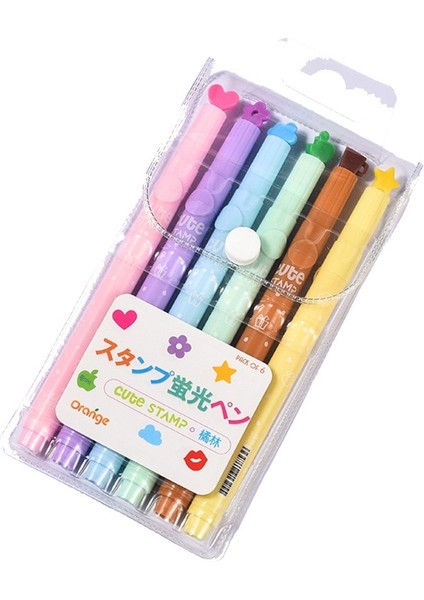 6 Renk Bir Stil Et Sevimli Şeker Renkli Fosforlu Kalemler Kalem Mürekkepleri Yaratıcı Işaretleyici Damga Floresan Peool Malzemeleri Ofis Kırtasiye (Yurt Dışından)