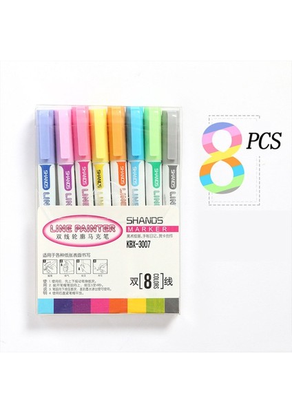 Mor Tarzı Renk Anahat Fosforlu Kalem Çift Çizgi Boya Işaretleyici Kalemler Dıy Albümü Scrapbooking Metal Işaretleyici Glitter Çizim Boyama Için (Yurt Dışından)