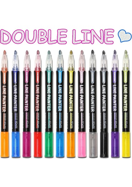 Mor Tarzı Renk Anahat Fosforlu Kalem Çift Çizgi Boya Işaretleyici Kalemler Dıy Albümü Scrapbooking Metal Işaretleyici Glitter Çizim Boyama Için (Yurt Dışından) fiyatları