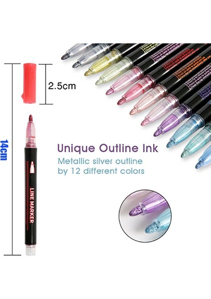 Mor Tarzı Renk Anahat Fosforlu Kalem Çift Çizgi Boya Işaretleyici Kalemler Dıy Albümü Scrapbooking Metal Işaretleyici Glitter Çizim Boyama Için (Yurt Dışından) fırsatları