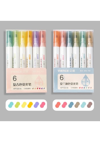 E 12 Adet Takım Stili Pastel Fosforlu Kalem Seti Yetişkinler ve Çocuklar Için Keski Ucu Marker Kalem Büyük Mürekkep Milliners Okul Ofis Malzemeleri Kırtasiye (Yurt Dışından)